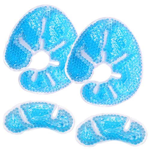 Image of Breast Therapy Ice Packs, Hot and Cold Breast Pads, Breastfeeding Essentials Large Gel Bead Packs for Moms, 2 Pack (Ice Pack(2L+2S) Teal)