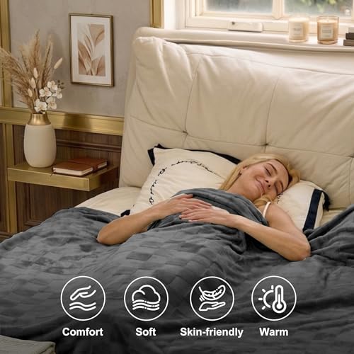 Image of IUUI Heated Blanket Electric Queen Dual Controller- 84x90 Inches Soft Flannel Heating Blanket,Fast Heating Blanket 6 Heating Levels & 2 Hours Auto Off ETL Certification (Dark Grey, Queen)