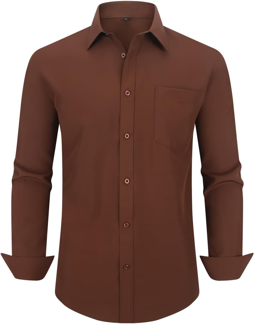 corfty Men Long Sleeve Dress Shirt - Regular Fit Stretch Free-Wrinkle Casual Button Down Shirt