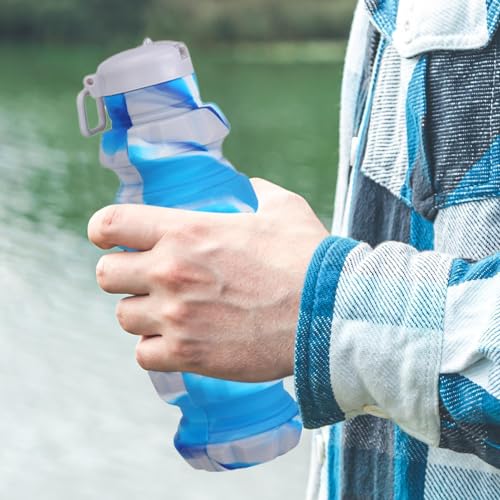 Botella de agua plegable reutilizable 500 ml compacta para deporte 4