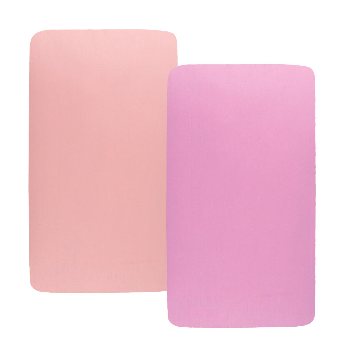 Stretchy Fitted Crib Sheets Set 2 Pack Portable Crib Mattress Topper for Baby Girl Boy,Ultra Soft Jersey Material, Light Purple &amp; Pink