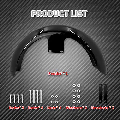 Image of 19-Inch Front Fender Fit for Harley Touring 1996-2023 | Gloss Black Front Mudguard for 120 /R19 Tires, Fits Road King, Road Glide, Street Glide, Electra Glide and Custom Baggers