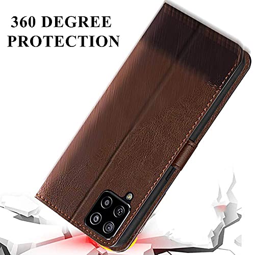 Image of TheGiftKart Flip Back Cover Case for Samsung Galaxy M42 5G | Dual-Color Leather Finish | Inbuilt Stand & Pockets | Wallet Style Flip Back Case Cover for Samsung M42 5G (Faux Leather, Brown & Coffee)