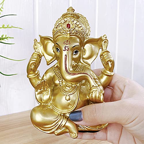 Hindu Ganesha Statue Diwali Decor - India God Lord Ganesh Ganpati Elephant Indian Idol Home Office Temple Mandir Puja Decor Altar Yoga Meditation Room Altar Shrine Kit Wedding Return Gift #TOP3