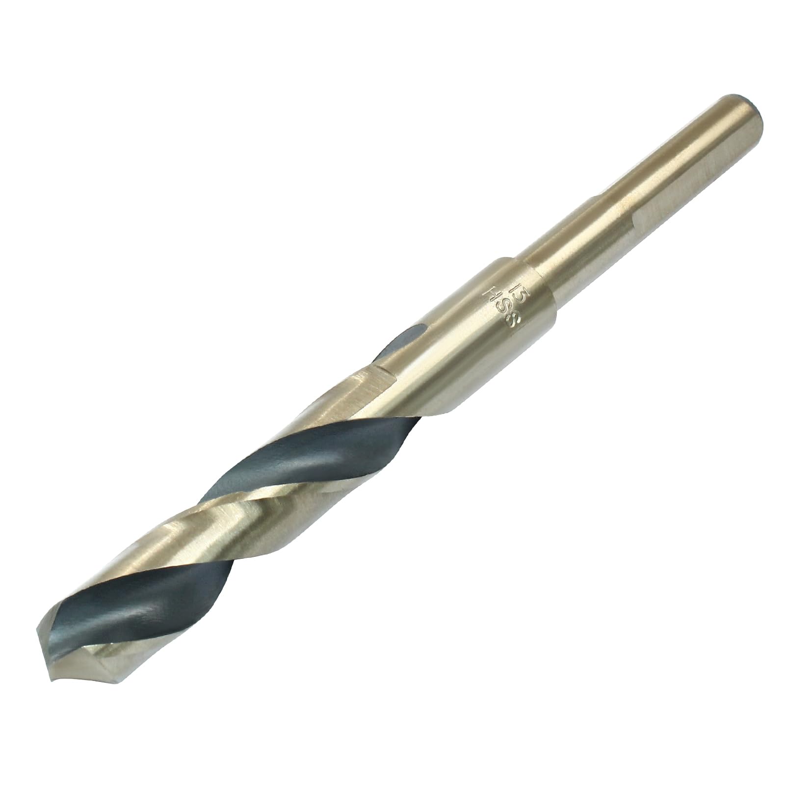 Bivethoi Reduced Shank Twist Drill Bits 13mm Black Nitride & Gold Titanium Coated High Speed Steel 4341 with 10mm Shank for Drilling Steel Plate