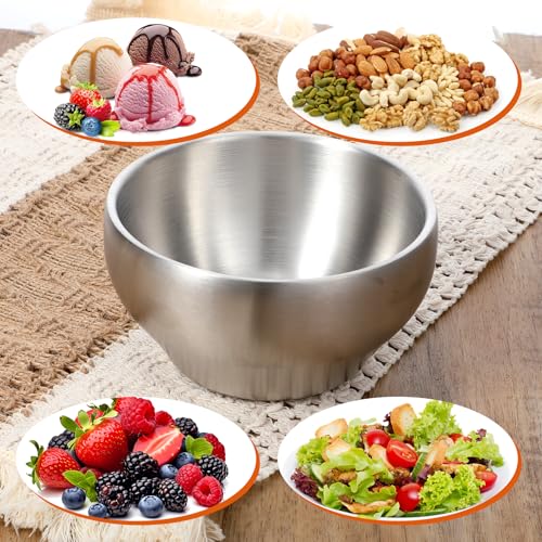 Exclaith 3 Pack Insulated Bowl for Ice Cream 15oz Double Wall Insulated Bowls SUS304 Metal Bowls for Cereal Stainless Steel Soup Bowl, Double Walled, Dishwasher Safe by Exclaith - Image 6