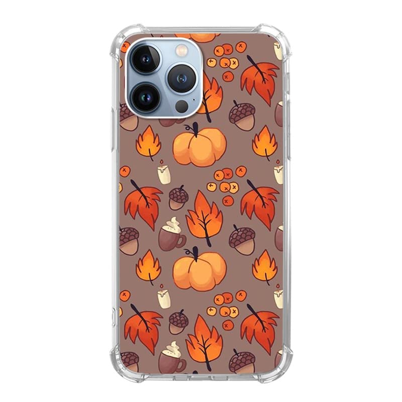 Coque iPhone 15 Pro Max antichoc en TPU souple au design feuilles d'automne résistante
