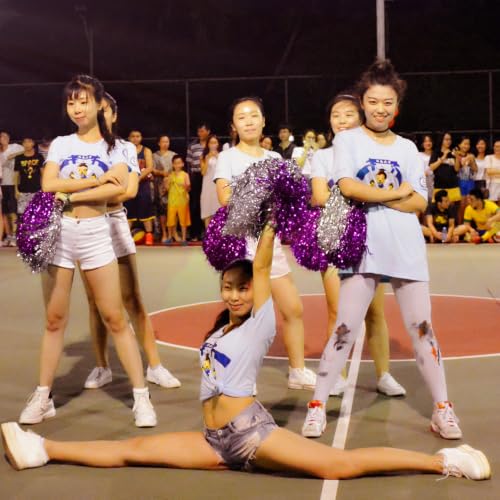 Image of baotongle 12 PCS Cheerleading Squad Spirited Fun Poms Pompoms Cheer Costume Accessory for Party Dance Sports
