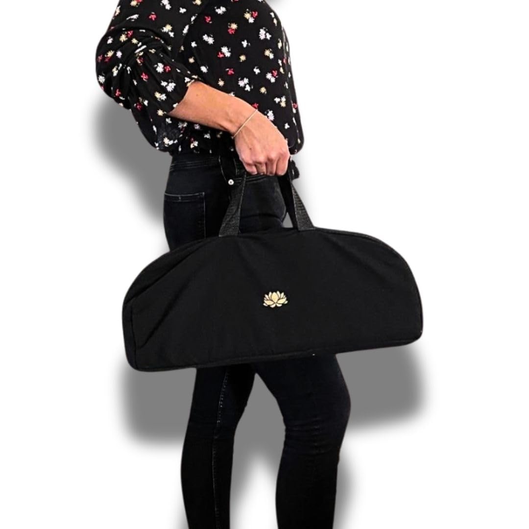 Panca da meditazione pieghevole nera Lotus con cuscino e borsa