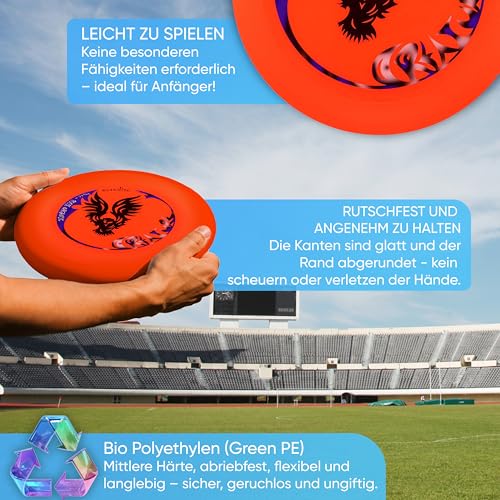 eurodisc 175g Orange Profi Ultimate Wettkampfscheibe - Sportfrisbee mit Stabiler Flugbahn über 100 m, Trainings- & Competition Disc für präzise Wurftechnik