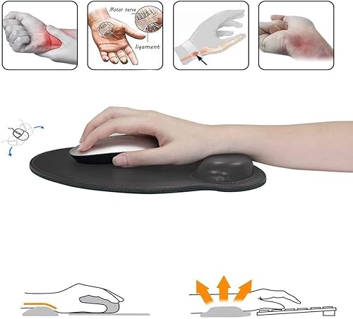 Miniatura 6 de RICHEN - Tapete ergonómico para mouse con soporte de muñeca, base de goma antideslizante para portátil y Mac, para el hogar, la oficina y viajes,