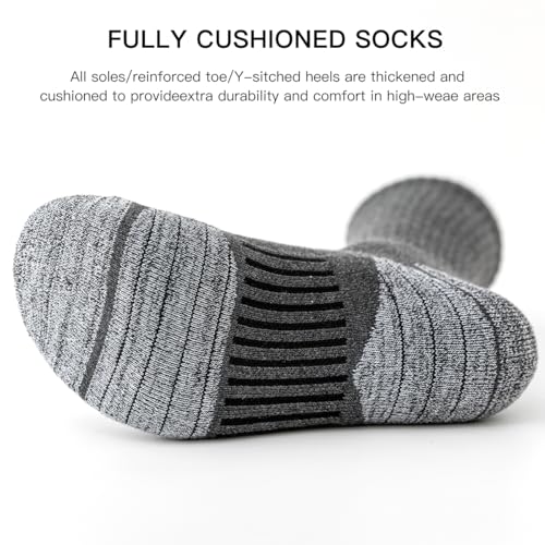 JOYNÉE 8 Pairs Mens Crew Socks Cushioned Moisture Wicking Athletic Socks Work Breathable Socks for Men,Dark Grey,Sock Size:10-133