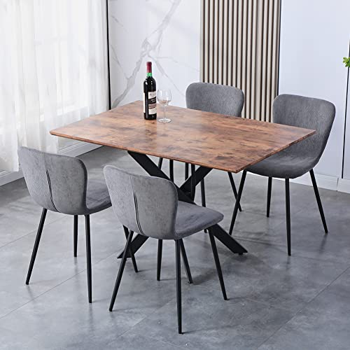 Niern Wood Dining Table With Black Metal Legs, 47" Modern Rectangular Kitchen Table For Kitchen Dining Room Kitchen,Brown #TOP2