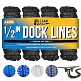 Boat Dock Lines & Rope Boat Ropes for Docking 1/2" Line Braided Mooring Marine Rope 25FT 1/2 Inch Ny
