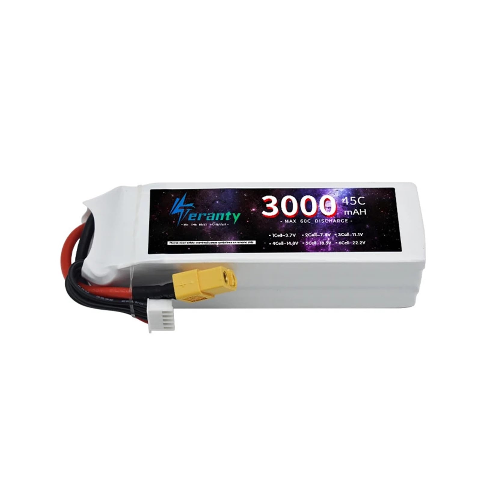 Batteria LiPo 1/3 pezzi 4S 14,8 V 3000 mAh, compatibile con Deans, spina XT60 XT30, compatibile con batteria RC for auto, elicottero, drone, barca, aereo, 45C(3PCS with XT60)