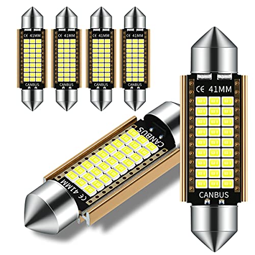 YESCHE 12V 578 6411 LED Bulb 41mm 42mm 1.61 inch Festoon 212-2 211-2 569 6451 DE3425 DE3423 Replacement White 6000K 320LM Error Free for Cars Trucks Interior Map Dome License Plate Door Light 6-Pack