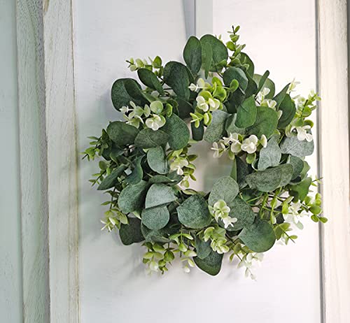 Lskytop 1 Pack Green Eucalyptus Wreath Round Wreath Artificial Wreath Farmhouse Wreath For Door Wall Window Decor,12Inch/Pc #TOP7