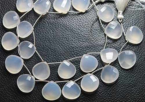 Chalcédonie blanche naturelle en coeurs facettés de 18mm pour bijoux de luxe