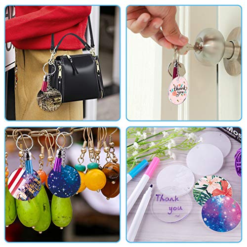 Duufin 120 Pcs Acrylic Transparent Circle Blanks Keychain Tassels Set Including 30 Pcs Acrylic Circle Disc(2 inches) 30 Pcs Key Rings with Chain 30 Pcs Jump Rings and 30 Pcs Craft Tassels - Thumbnail 4
