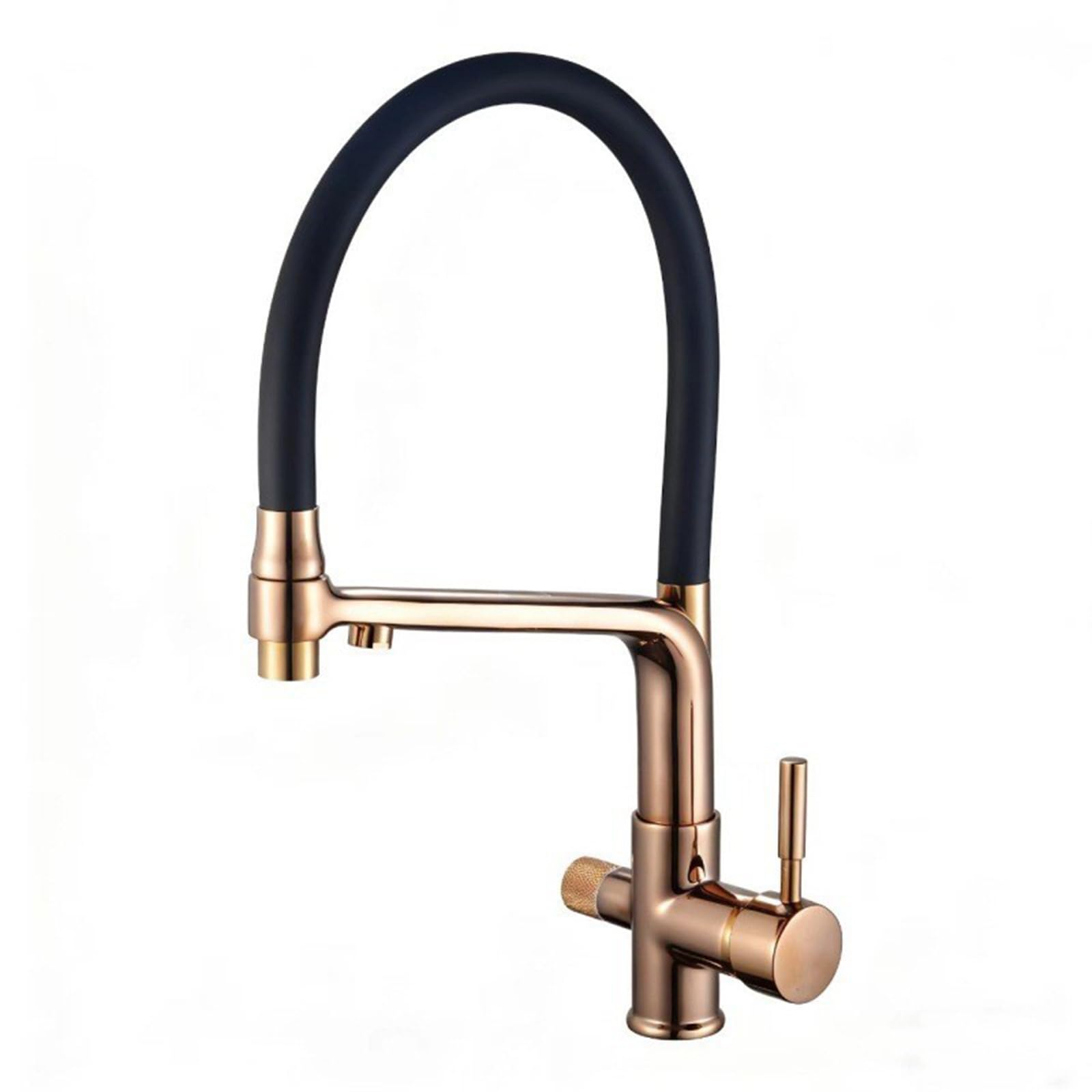 ZYCHSJXA 3 Way Kitchen Tap Pull Out Swivel Hot and Cold Water Pure Taps Flexible Brass-Rose Gold