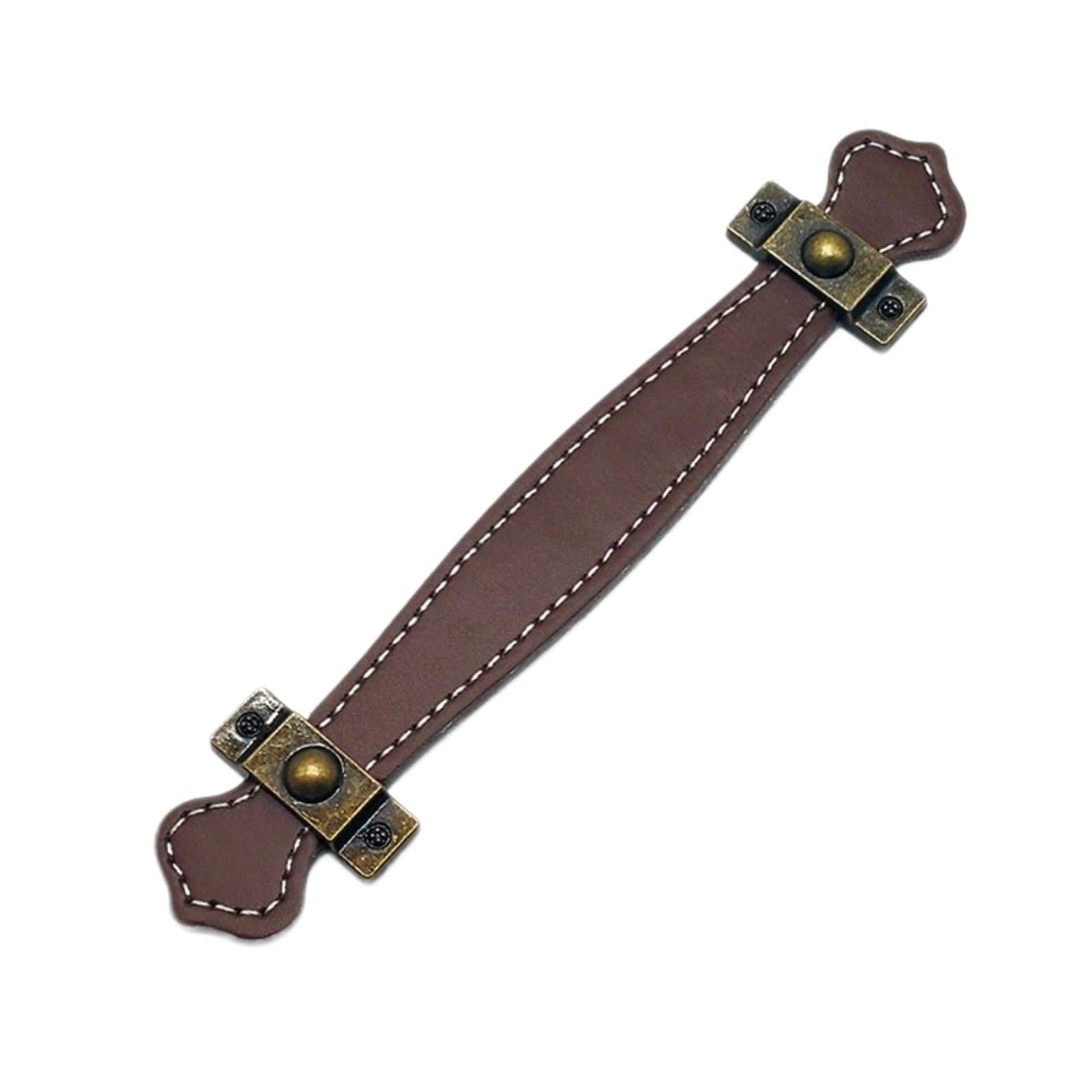 CQAHDSEVF Leather Drawer Pulls, Leather Drawer Knobs, Zinc Alloy PU, Brown/Black, 96-128mm(Brown,128mm)