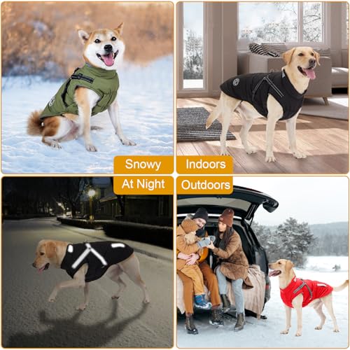 Hundemantel, Winter Hundejacke Wasserdicht Winddichte mit bauchschutz, Outdoor Hunde Wintermantel Hundeweste mit Fleece Gefütterte Reflektierend für Kleine Mittelere und Große Hunde