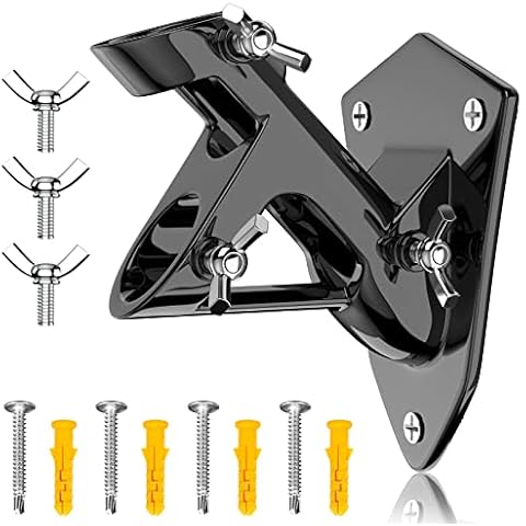 ZMTECH Upgraded Flag Pole Holder 2-Position Flagpole Bracket with 3 Fixing Holes for Flag Pole Wall Mounted Stainless Steel Bracket for 1" Diameter Flagpole(1pcs, Black) Cover