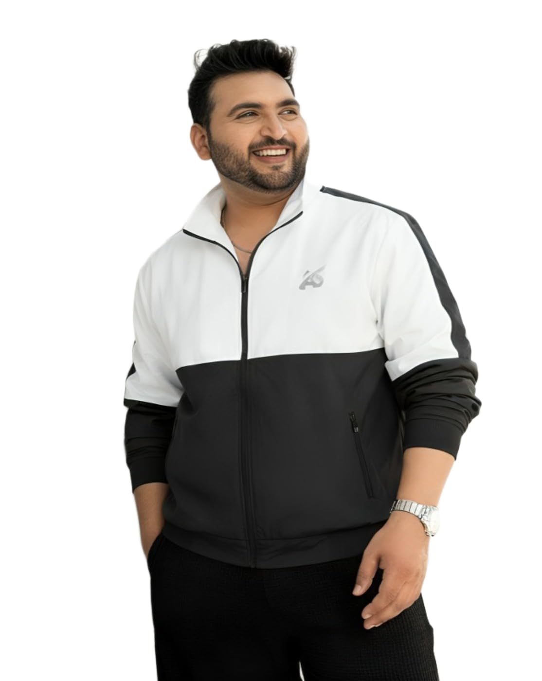 Buy Men's Two-Tone Athletic Track Jacket, Full Zip Bomber Style