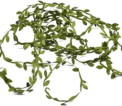 10m Artificial Leaf String Flowers Vine Wall Hanging Silk Flower Garland Wedding Party Decoration Wreath Decorative DIY Craft (Green)