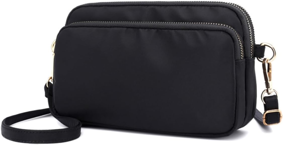 Women's Nylon Waterproof Crossbody Bag Black Shoulder Satchel