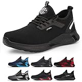  tqgold Sicherheitsschuhe Herren Damen S3 Sportlich rutschfeste Arbeitsschuhe mit Stahlkappe Leichtgewich Breathable Schuhe(Schwarz,Größe 43)