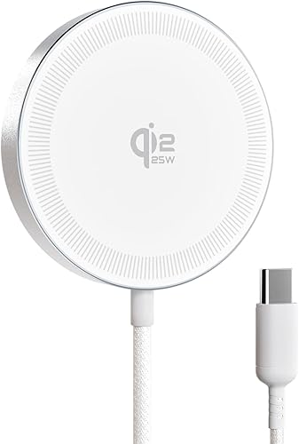 Cargador inalámbrico magnético de 25 W para iPhone 1716, almohadilla de carga rápida Qi2 para iPhone 171615141312 Series y AirPods, imán fuerte,