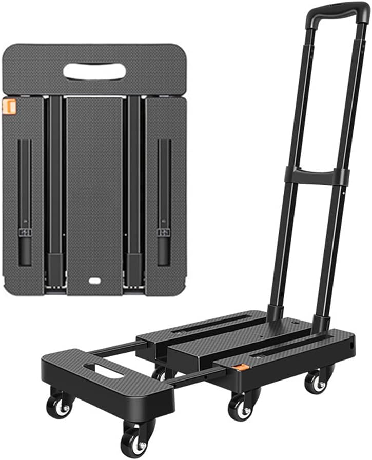 Heavy Duty Folding Hand Truck, Ultimate Utility Cart Platform Truck With 6 Wheels & 2 Elastic Ropes For Luggage, Travel, Shopping, Moving And Office - Convenient And Versatile