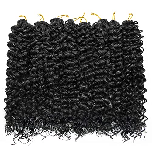 8 Packs Curly Crochet Hair Gogo Curl Crochet Hair For Black Women Deep Wave Braiding Hair,Synthetic Bohemian Crochet Braid Water Wave Crochet Hair Extensions(18Inch, 1B) #TOP1