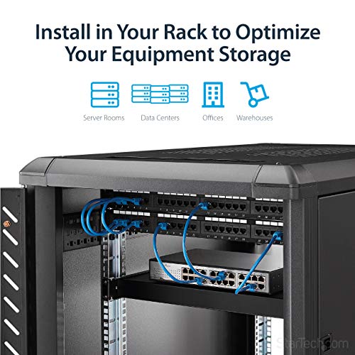 Image of 1U Adjustable Mounting Depth Rack Mount Shelf - Heavy Duty Fixed Server Rack Cabinet Shelf - 175lbs / 80kg - Fixed Rack Shelf