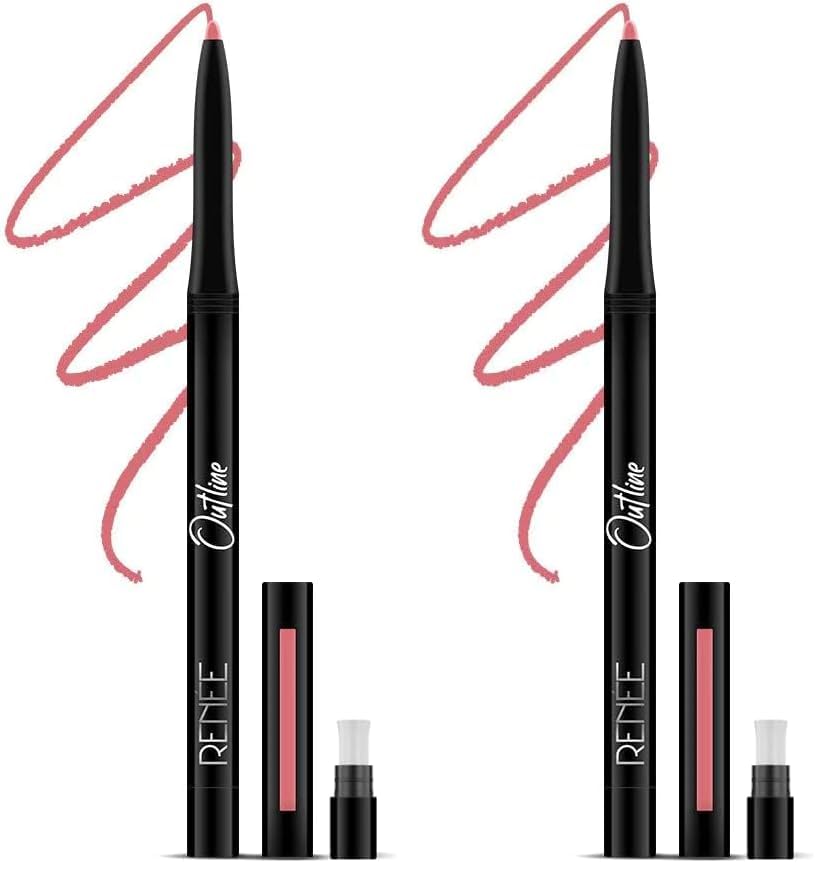 Image of RENEE Outline Lip Liner With Built in Sharpener 03 Delilah 0.35gm| Long Lasting & Smudge Proof| Matte Finish & Rich Color Payoff| One Swipe Application (Pack of 2)