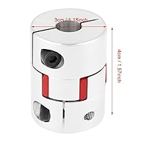 Vista 2 de Acoplamiento de eje flexible de ciruela de aluminio de 0.394 in a 0.551 in, diámetro de 1.181 in de longitud de 1.575 in, conector de motor paso a