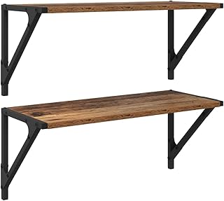 vidaXL &Eacute;tag&egrave;res Murales 2 pcs Bois Ancien 60 x 25 x 25,5 cm, &Eacute;tag&egrave;res de Salon &eacute;l&eacute;gantes, unit&eacute;s murales Robustes, Design rectangulaire, rangements Pratiques et &eacute;tag&egrave;res int&eacute;gr&eacute;es