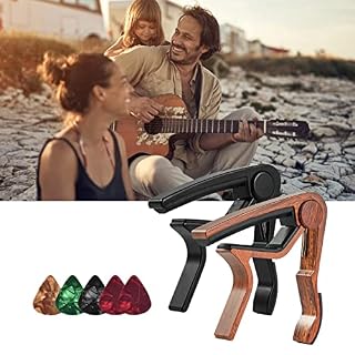 Vigcebit Capodastre de Guitare - Lot de 2 capodastres à Une Main avec Grain de Bois en Alliage d'aluminium,Capodastre… – Image 3