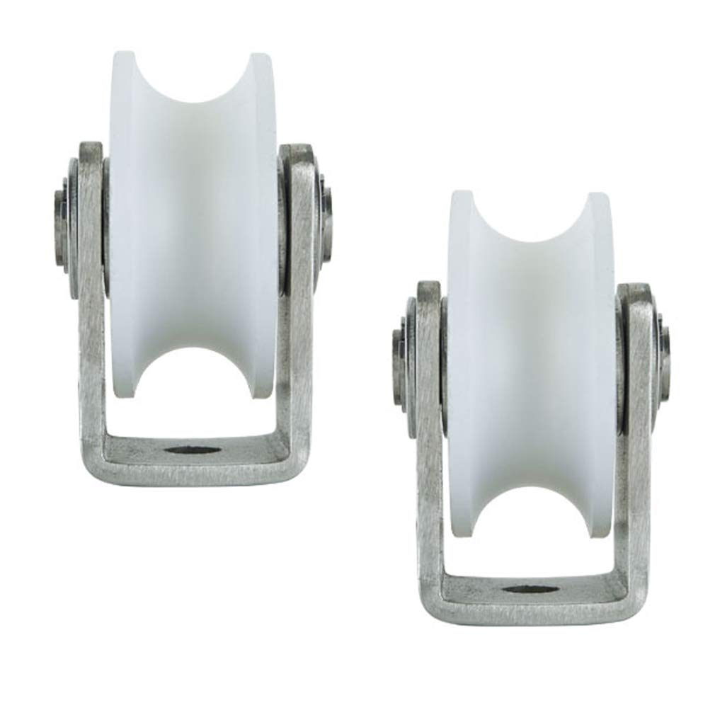 V-Nut Nylon-Lenkrolle,Starre Schwerlastrollen,V-förmige Radschiene Schiebetür Roller mit Halterung,für umgekehrte Schiene,Industriemaschinenwagen,Drahtseilschiene,2 Stück(U-typeSlot width 22mm)