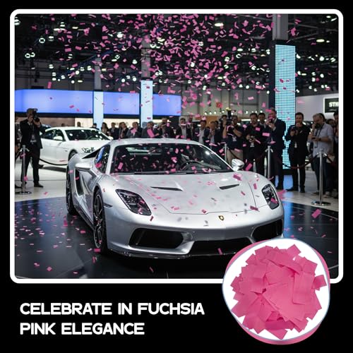Image of Ultimate Confetti Rectangular Fuchsia Pink Paper Confetti - 1 lb