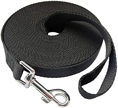 Nylon Training Dog Leash for Small Medium Large Dogs, 15ft 20ft 30ft 50ft Long Leash Dog/Puppy Lead for Obedience Recall Training, Camping (30ft, Black)