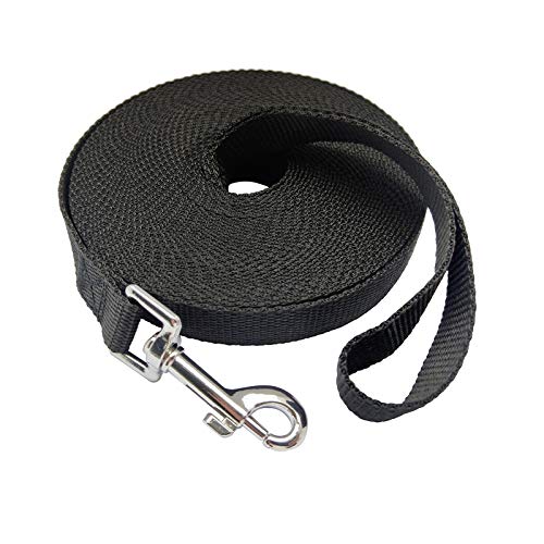 Nylon Training Dog Leash for Small Medium Large Dogs, 15ft 20ft 30ft 50ft Long Leash Dog/Puppy Lead for Obedience Recall Training, Camping (1" x 50ft, Black) by MANDAO - Used condition - US$9.99