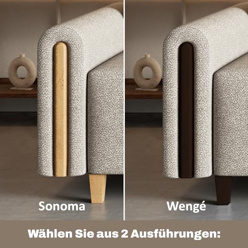 MOTIVENA Notti 3 Sitzer Sofa mit Bettfunktion, Schlafsofa 235 cm Breit, Klappsofa mit Schlaffunktion, Schlafsofa mit Bettkasten, Bettsofa mit Schlaffunktion, Boucle Sofa Beige (Creme) – Bild 7