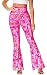 Deerose 70s Costume Pink Flare Yoga Pants Retro 80s Disco Pants Dance Cowlgirl Costume Pants S