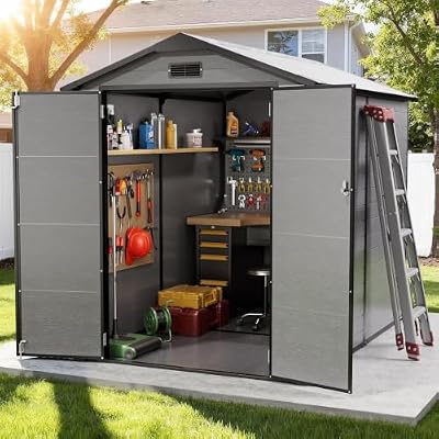 6x8 FT Plastic Outdoor Storage Shed with Floor