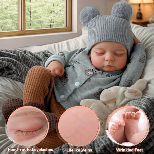 Muñeco bebé realista silicona 17 pulg. niño soft miniatura 4