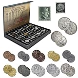 WW2 World Currency - 12 Authentic Coins + 2 Stamps Used During World War 2 by The Third Reich 1939-1945