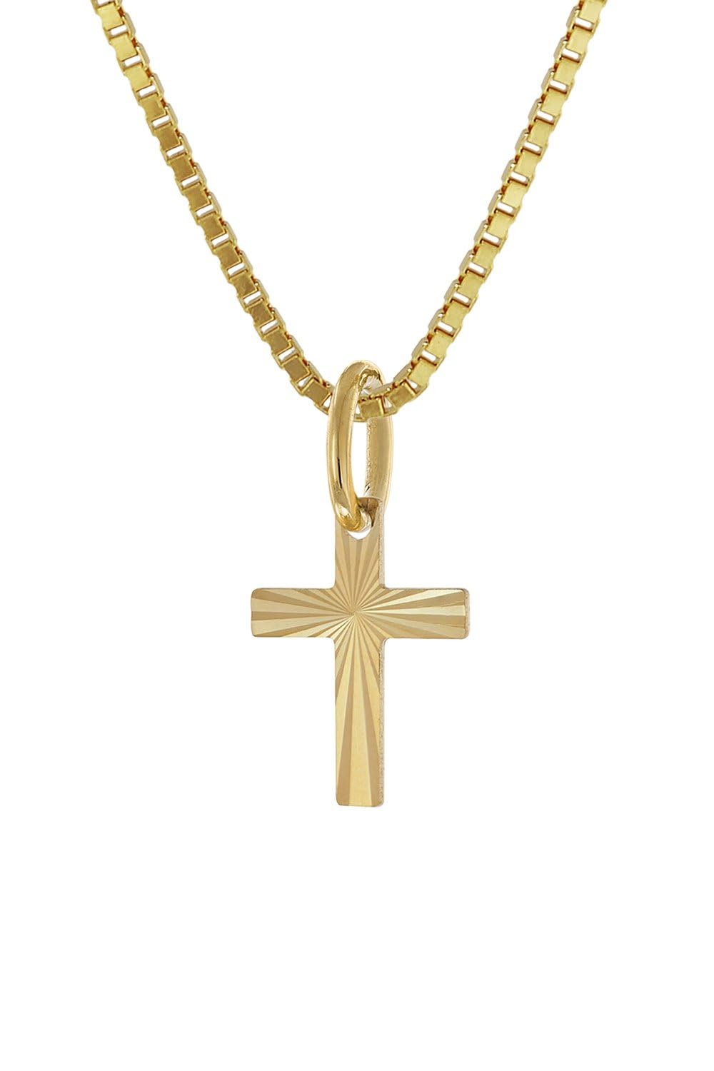 trendor Kreuz-Anhänger 333 Gold Mit Vergoldeter Silberkette für Kinder