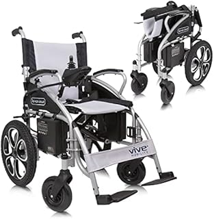 Vive Folding Electric Wheelchair - Foldable Wheel Chair, Narrow Power Scooter, Heavy Duty, TSA Approved - Compact Size for Seniors Adults - Battery Portable, Folds, Shock-Absorbing (16 x 30 x 28.5)